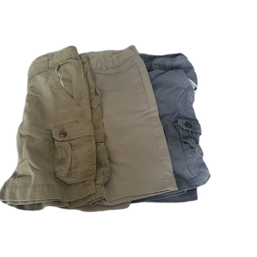 Boys Shorts Lot 3 Size 10 Cargo 2 Wonder Nation 1 Faded Glory Uniform Gray Khaki